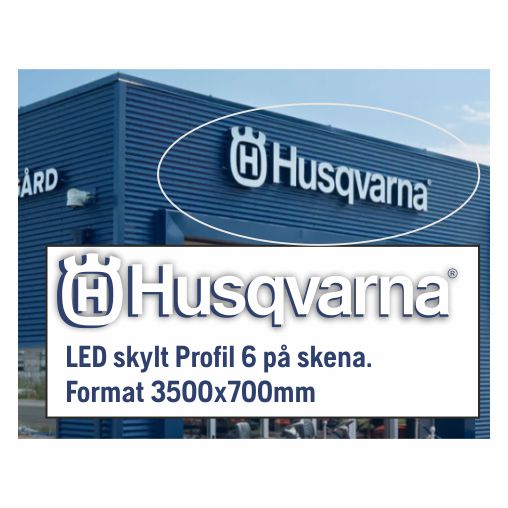 LED skylt Profil 6 på skena 3,5x0,7 m Vit